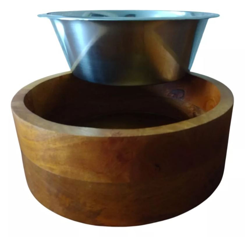 Miniatura: Plato Acero Inoxidable Base Madera