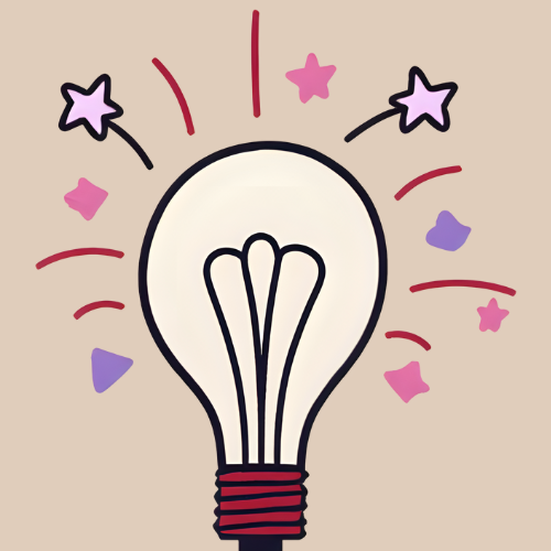 A lightbulb illustration with stars and bursts of color, symbolizing creative inspiration and innovative ideas.