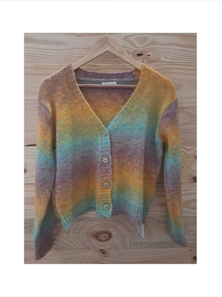 Rainbow 100% Mohair Cardi