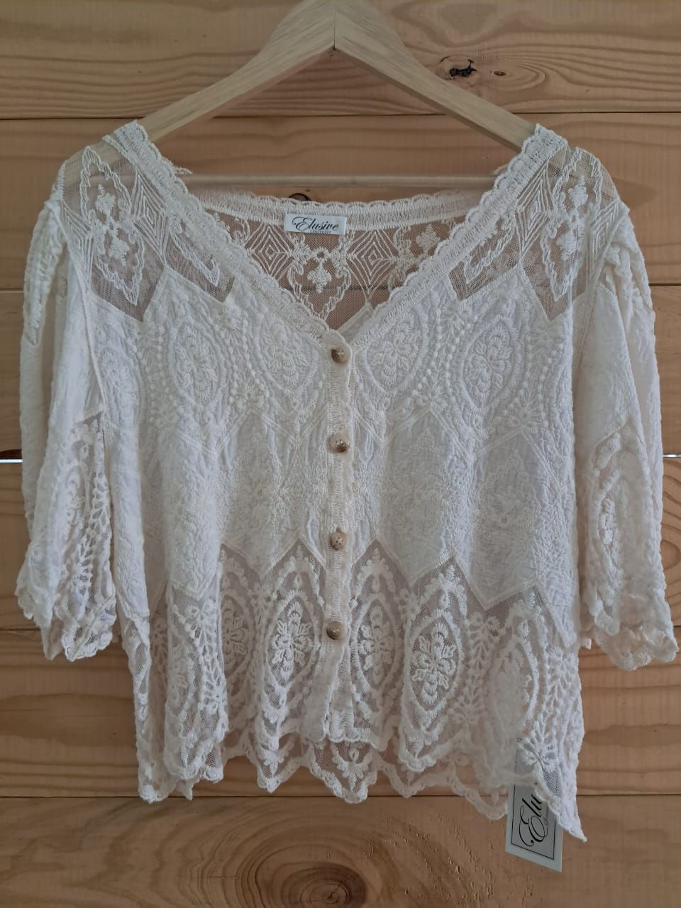 Cream Lace Bohemian Crop Blouse | 100% Cotton