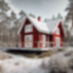 Svenskt hus i vintrig miljö