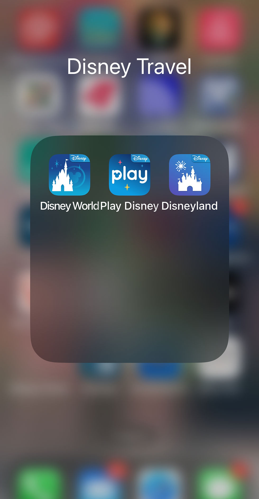 The Disney apps on a phone screen