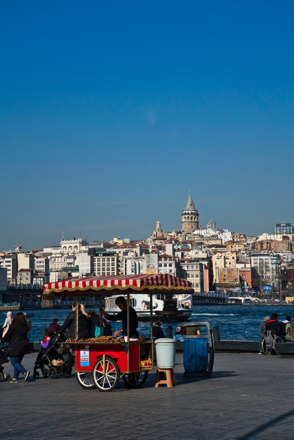 Bosphorus vendor and Galata tower