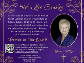 Celebration of Life for Virla Cleasby 🕊️