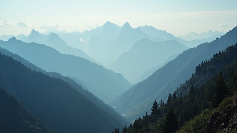 High angle view of a mystical mountain range