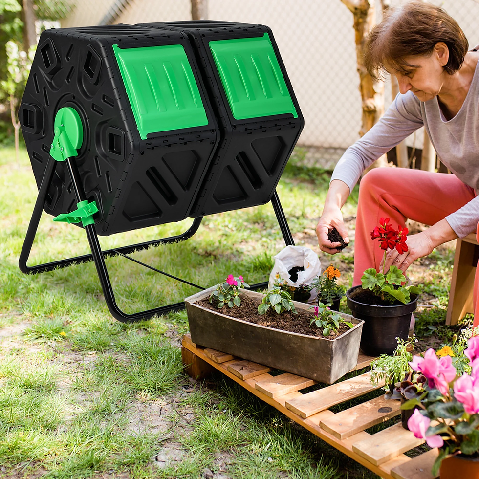 Thumbnail: Dual Chamber Compost Tumbler Outdoor Rotating Chamber Compost Bin 34.5 Gallon