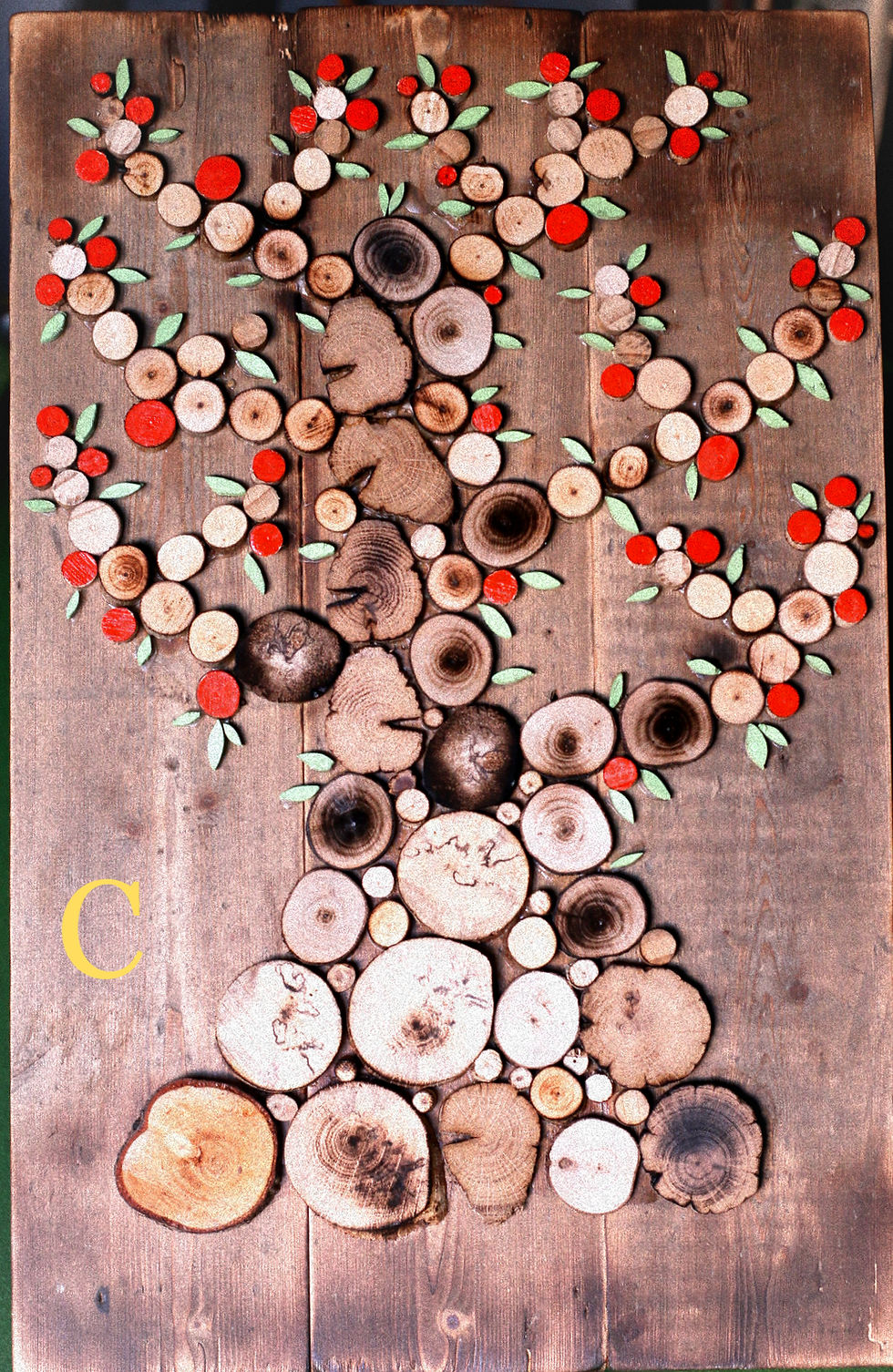 Thumbnail: Wood slice wall art tree with orange fruits
