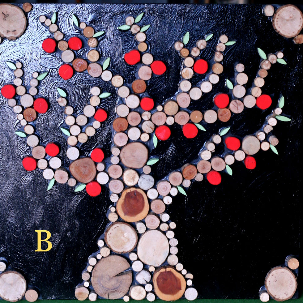 Thumbnail: Wood slice wall art tree with orange fruits