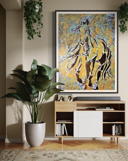 Abstract wall art painting with vibrant colors and dynamic textures, perfect for modern home decor and contemporary interior design.