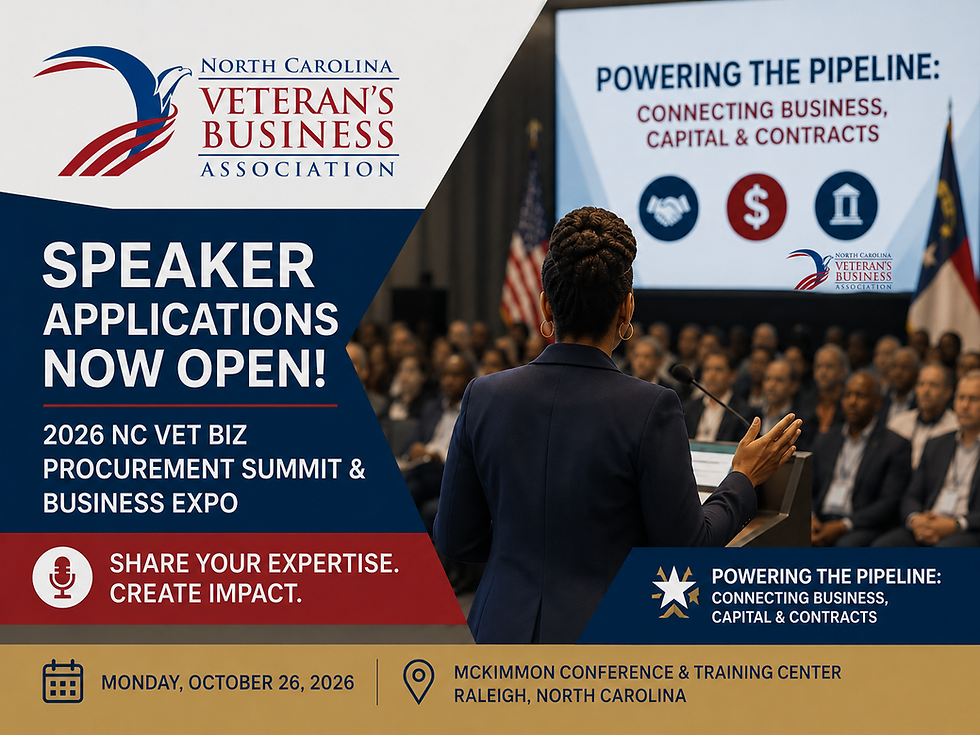 Speaker Applications Now Open for the 2026 NC Vet Biz Procurement Summit & Business Expo