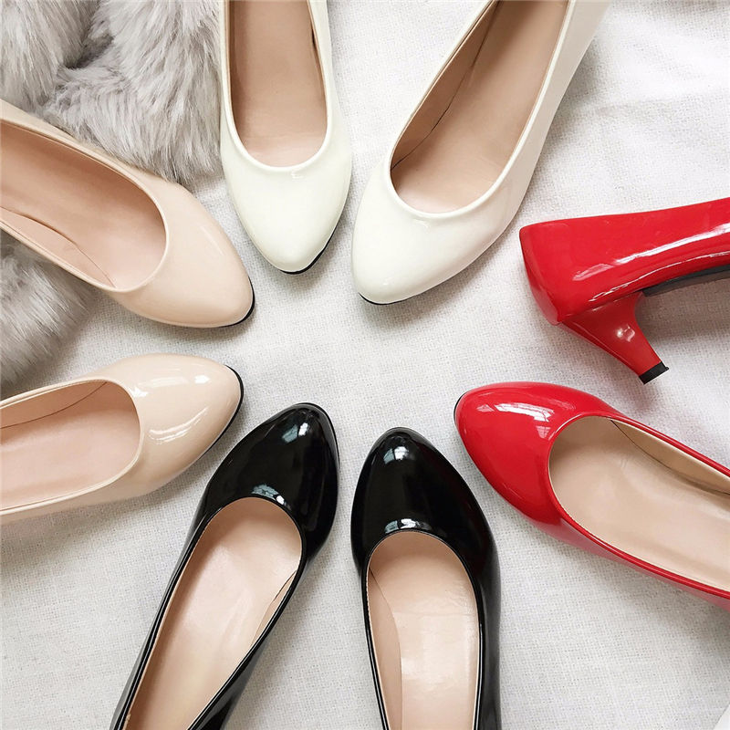New Women's Shoes On Heels Elegant Medium High Heeled Ladies Pointed Toe Fashion