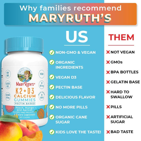 섬네일: 메리루스 비건 비타민 KD3 칼슘 구미 60개입 /  MaryRuths K2D3 Calcium Gummies 60ct