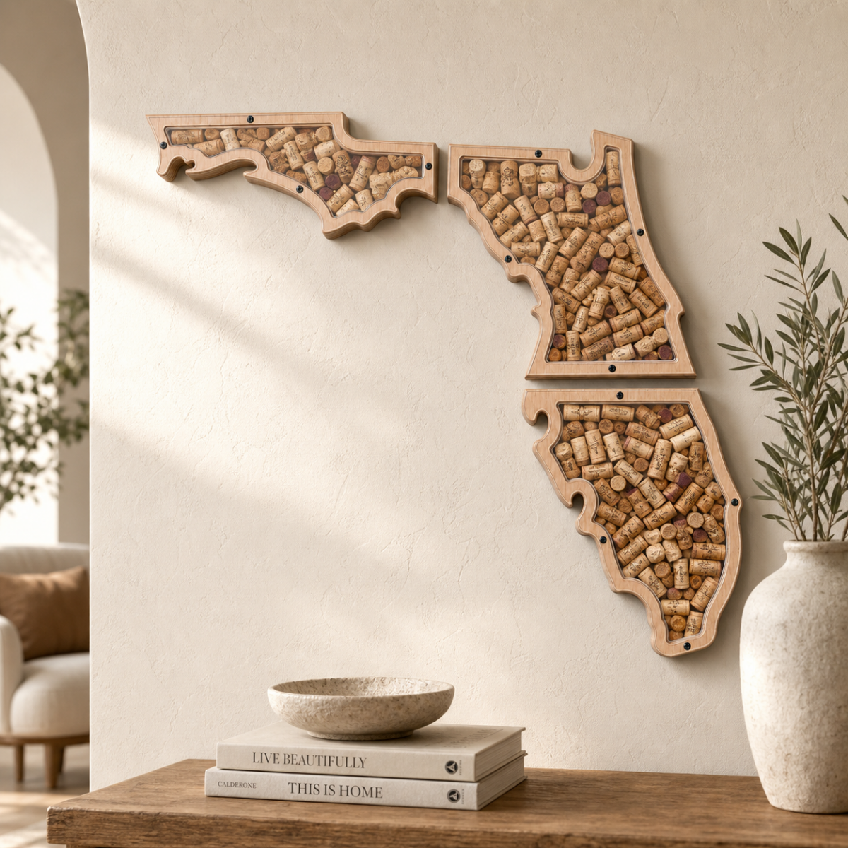 3-Piece Florida Wine Cork Map