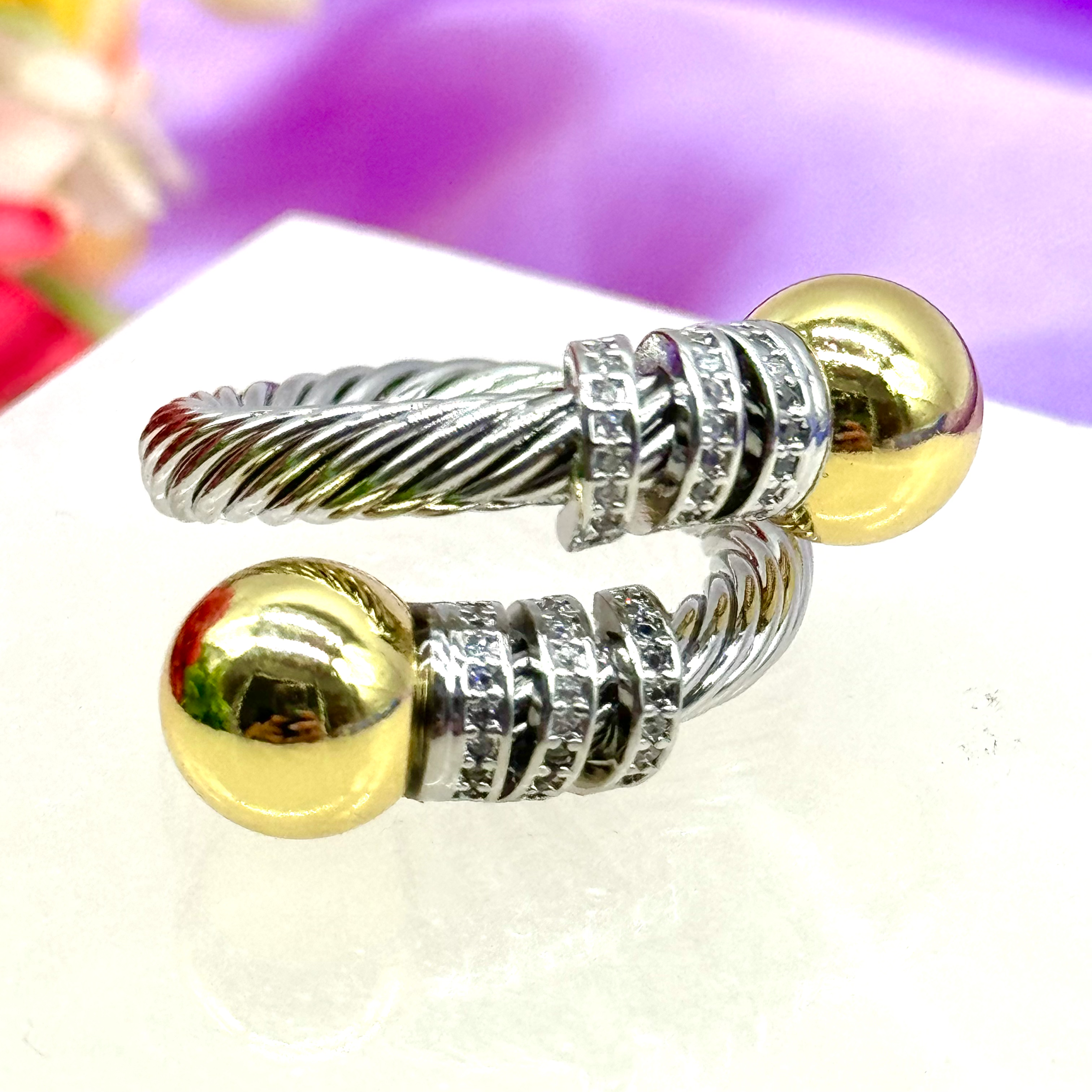 Anillo Dos Bolitas/Doradas