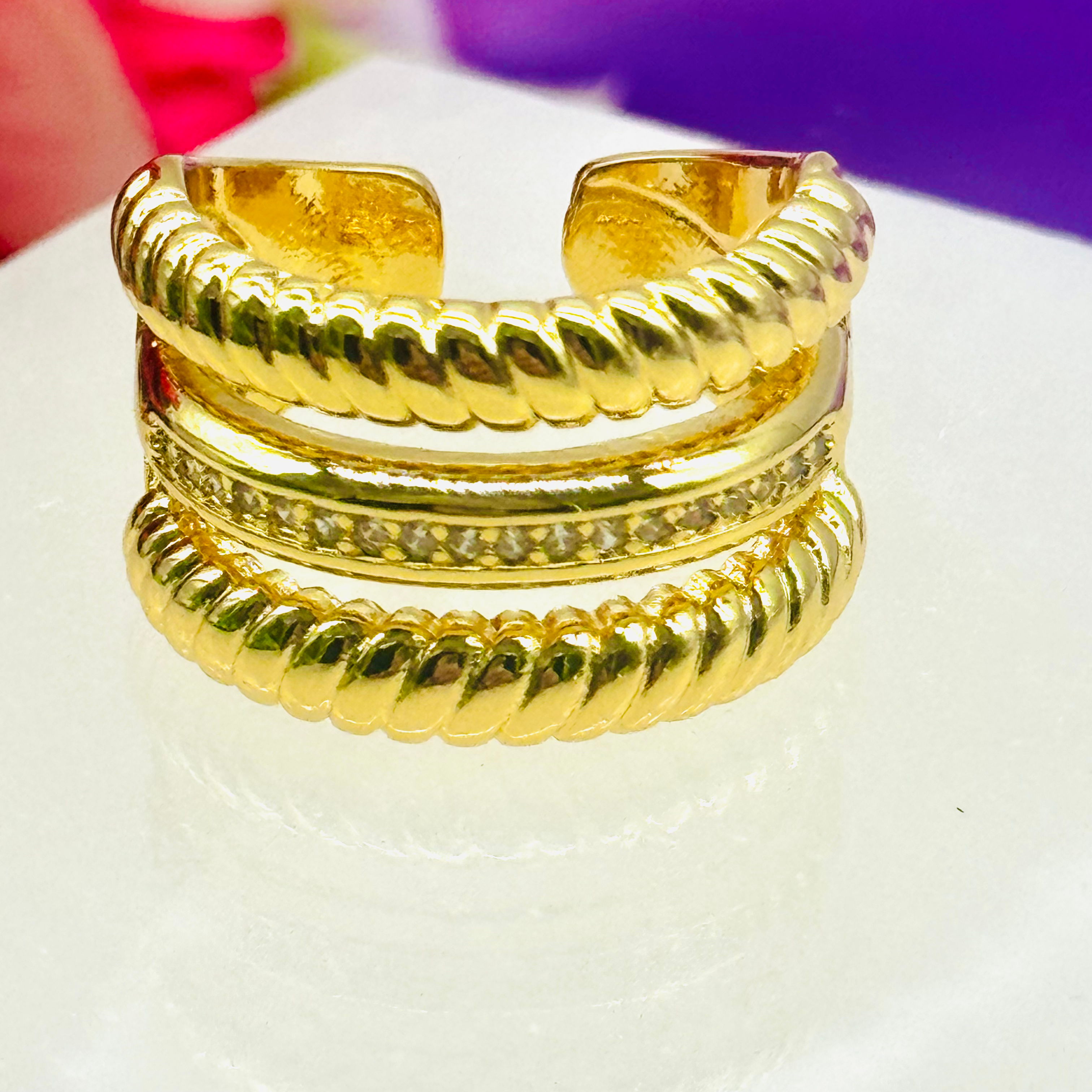 Anillo Tres Hilos Dorado