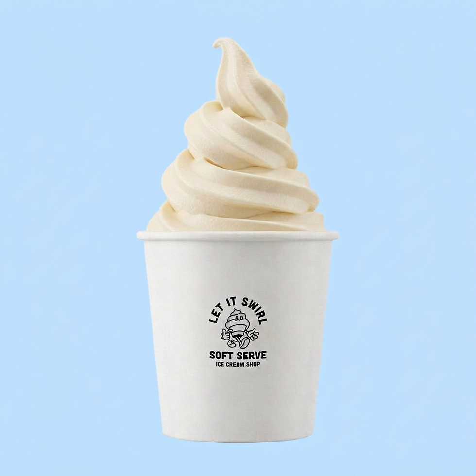 Earl grey soft serve gelato swirl in a Let It Swirl cup