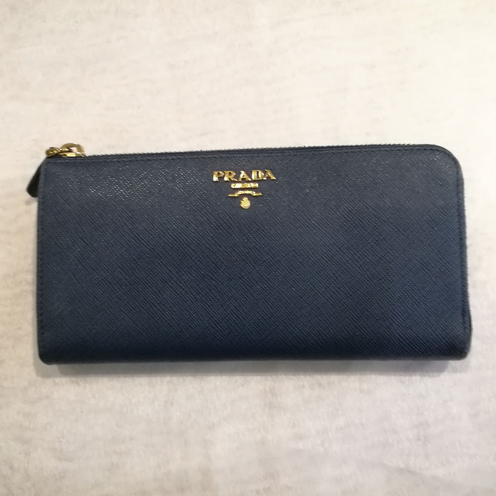 【中古】 PRADA プラダ SAFFIANO METAL L字ファスナー 長財布 ネイビー