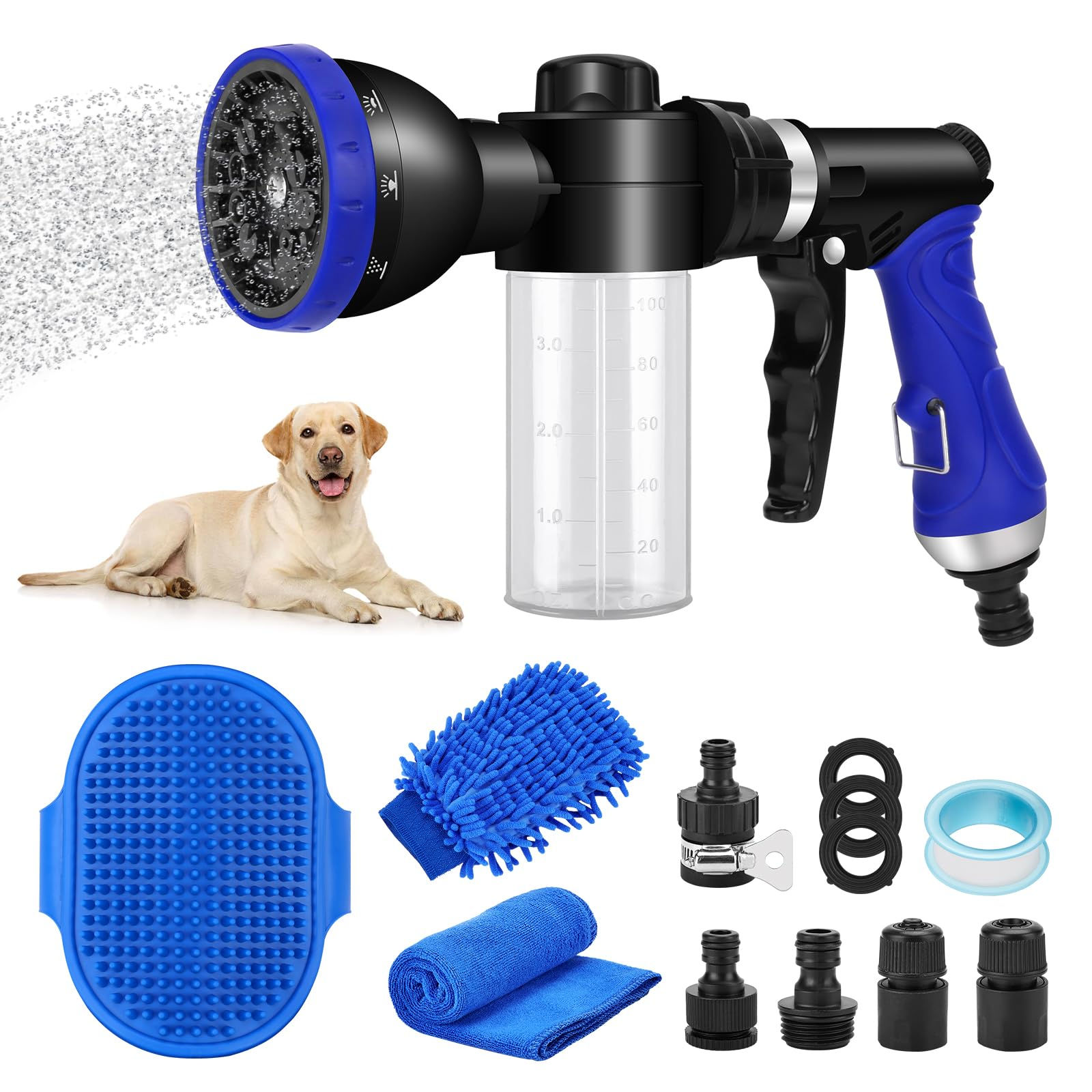Pet Bathing Sprayer Kit10 Spray Patterns Adjustable Hose Wash Sprayer with 4 to