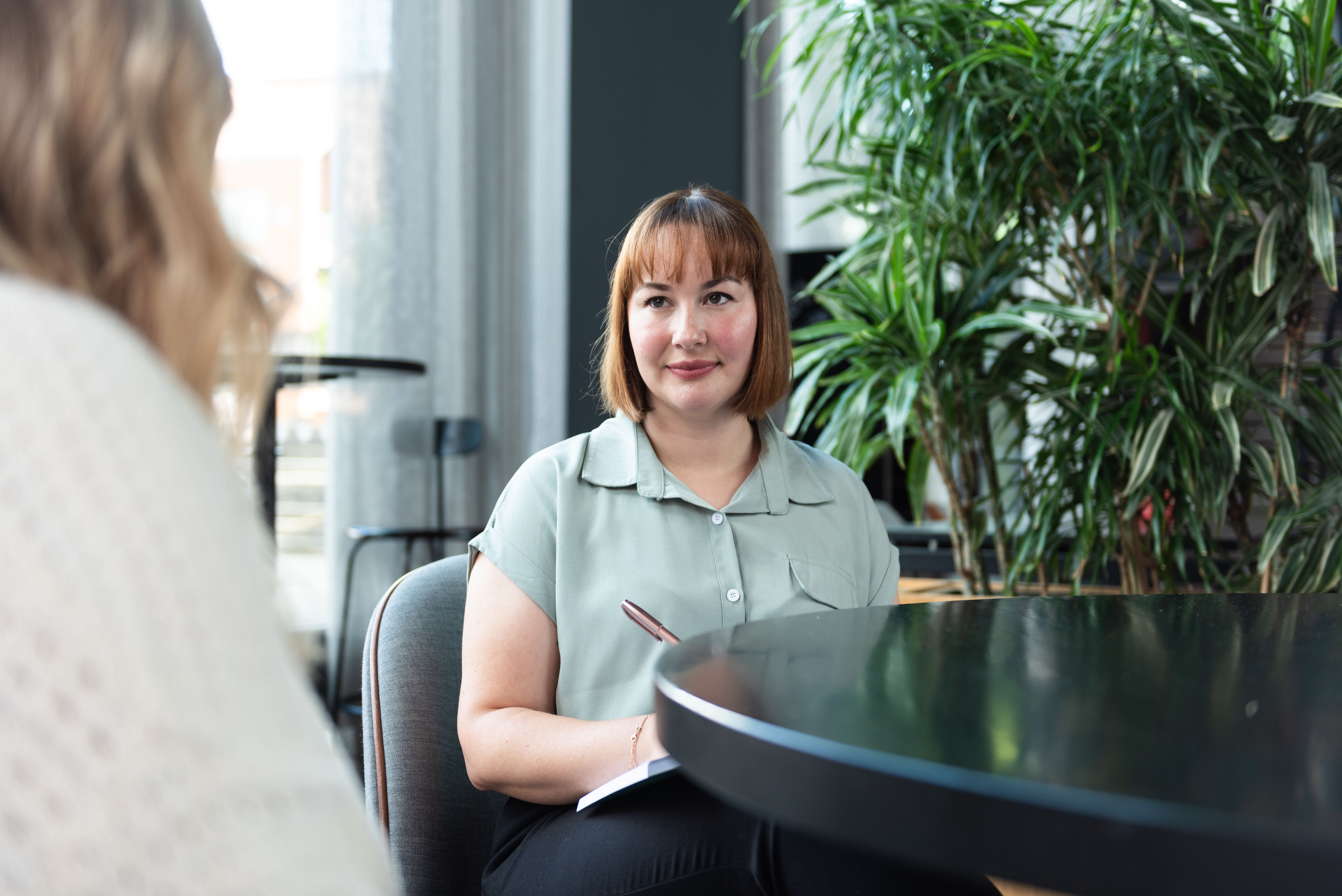 Louise Lynch carrying out an in-person therapy session