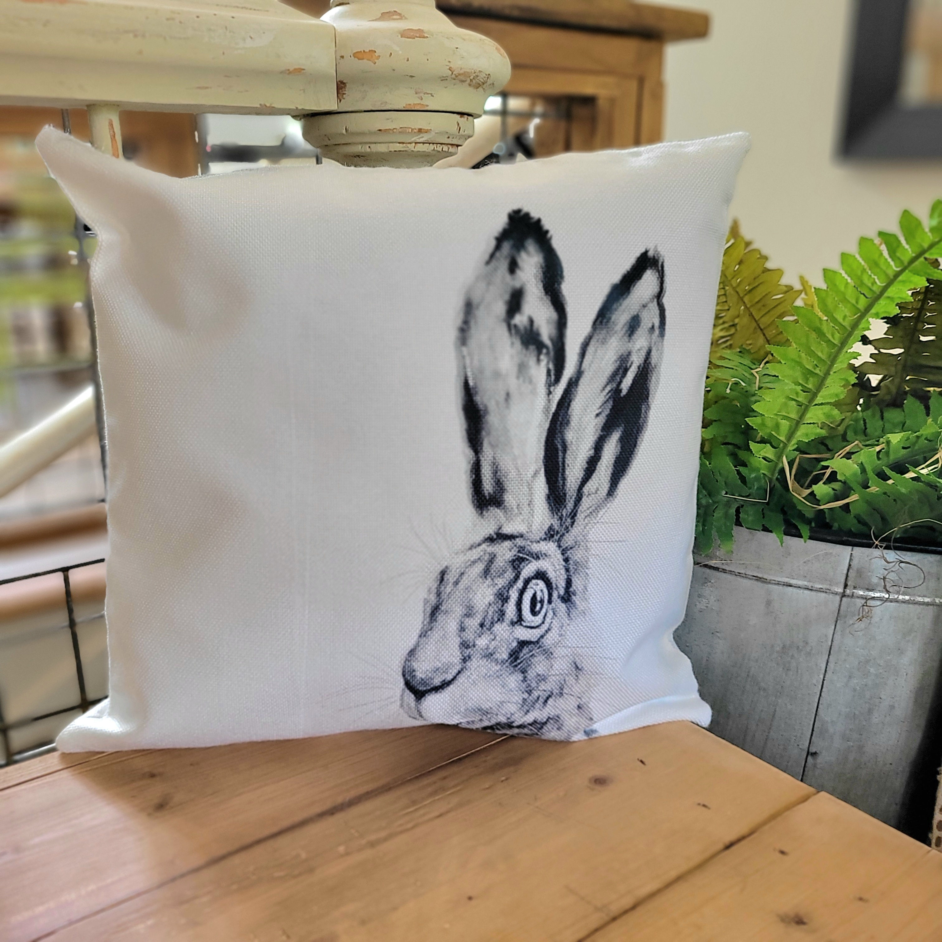B&W Jack Rabbit Pillow Cover