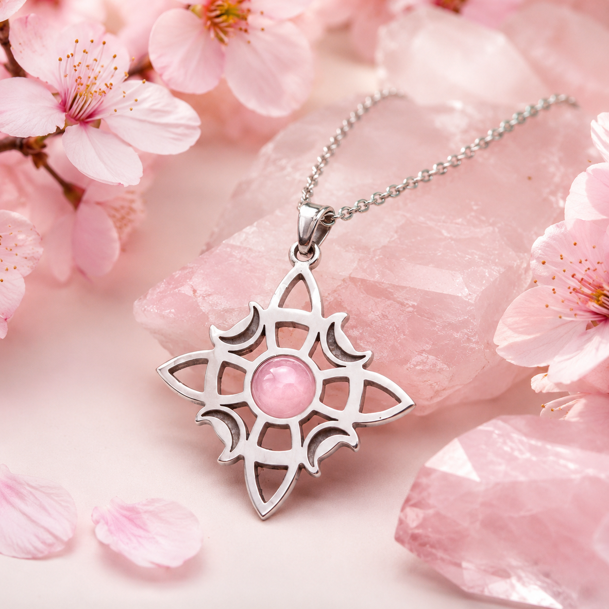 Nudo de Bruja Cuarzo Rosa