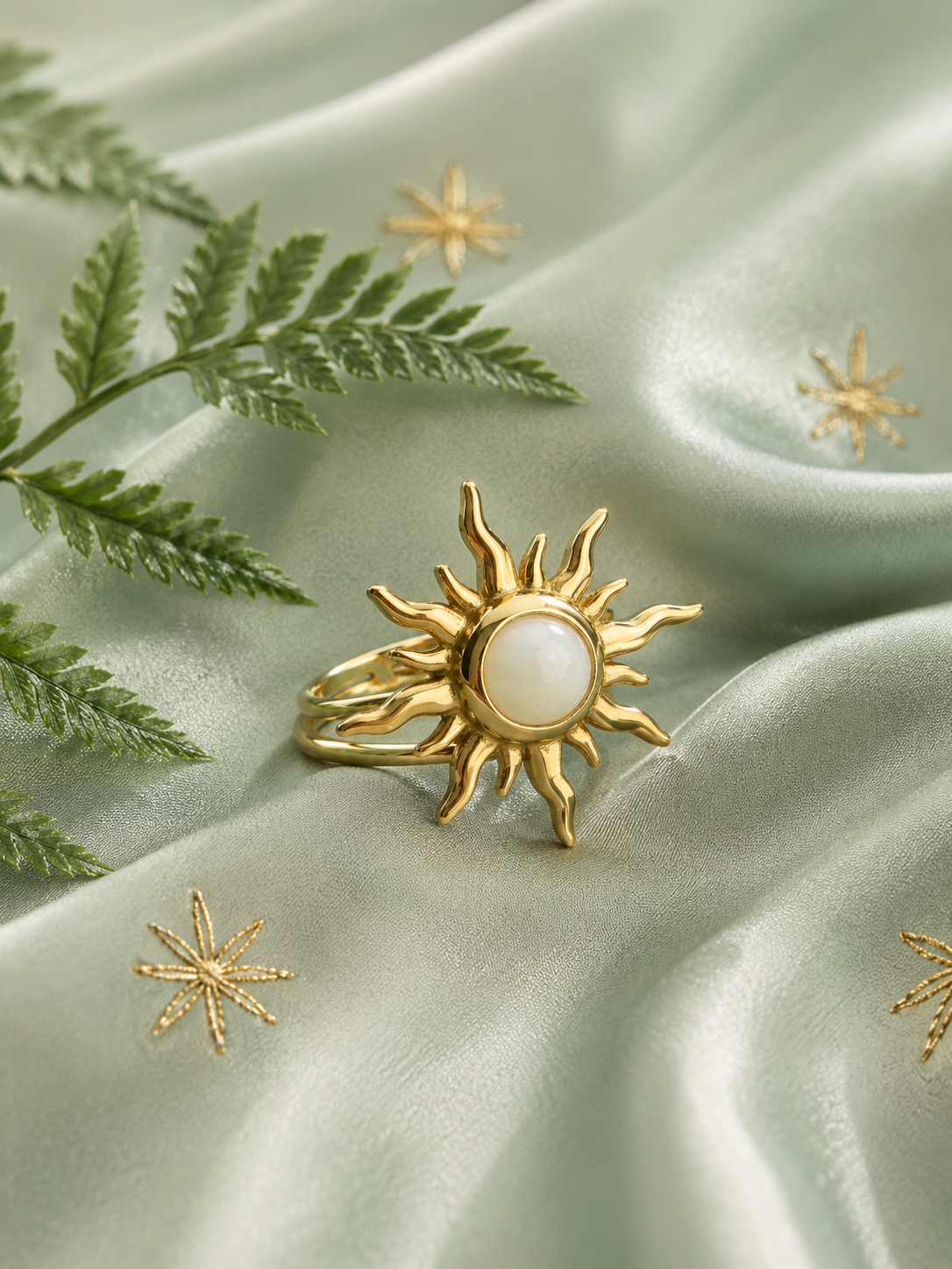 Anillo Sol Dorado Ajustable Jade