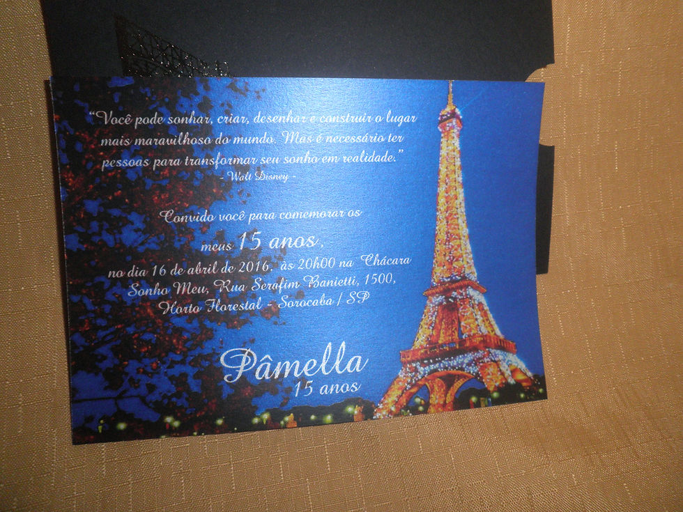 Miniatura: Convite 15 anos envelope luva paris