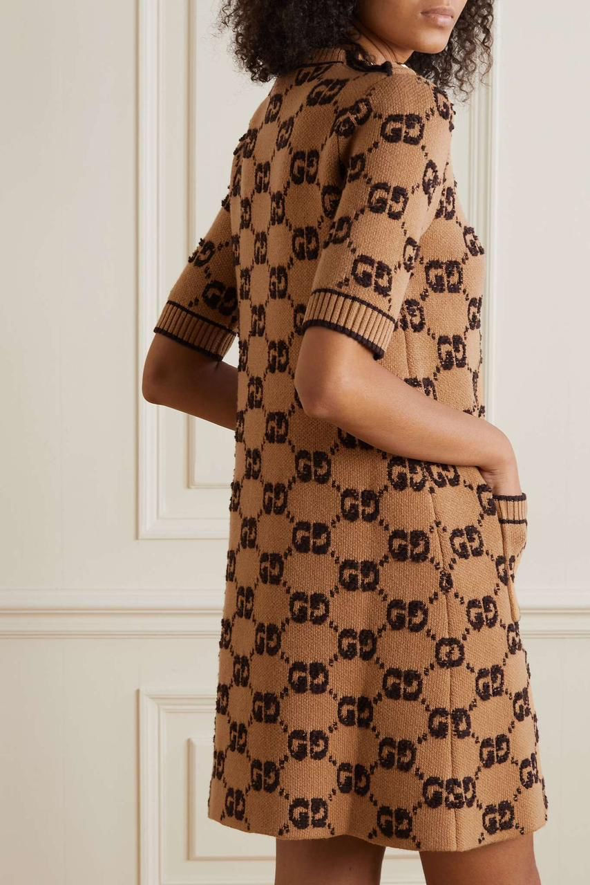 Gucci GG Brown Straight Cut Dress