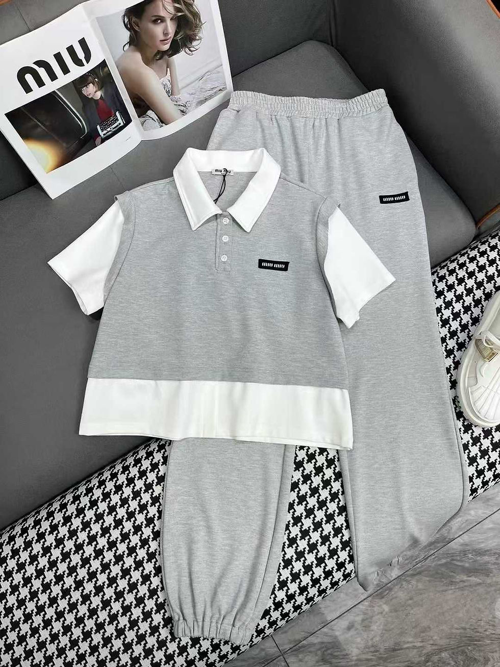 Thumbnail: M!U M!U Cotton piqué polo shirt set 