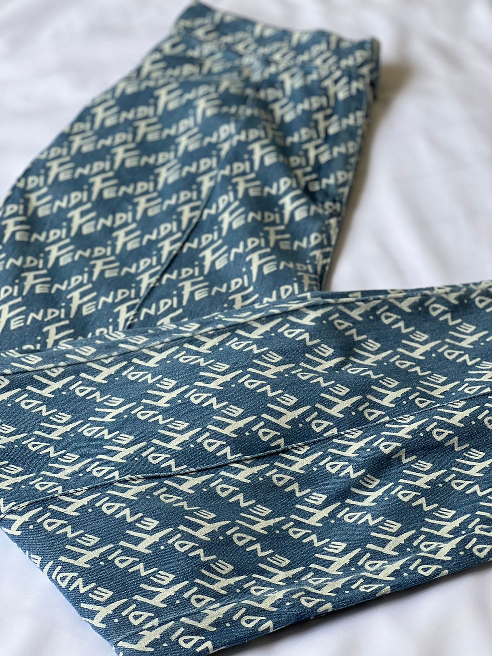 Thumbnail: Fendi Pleated printed cotton-chambray wide-leg pants