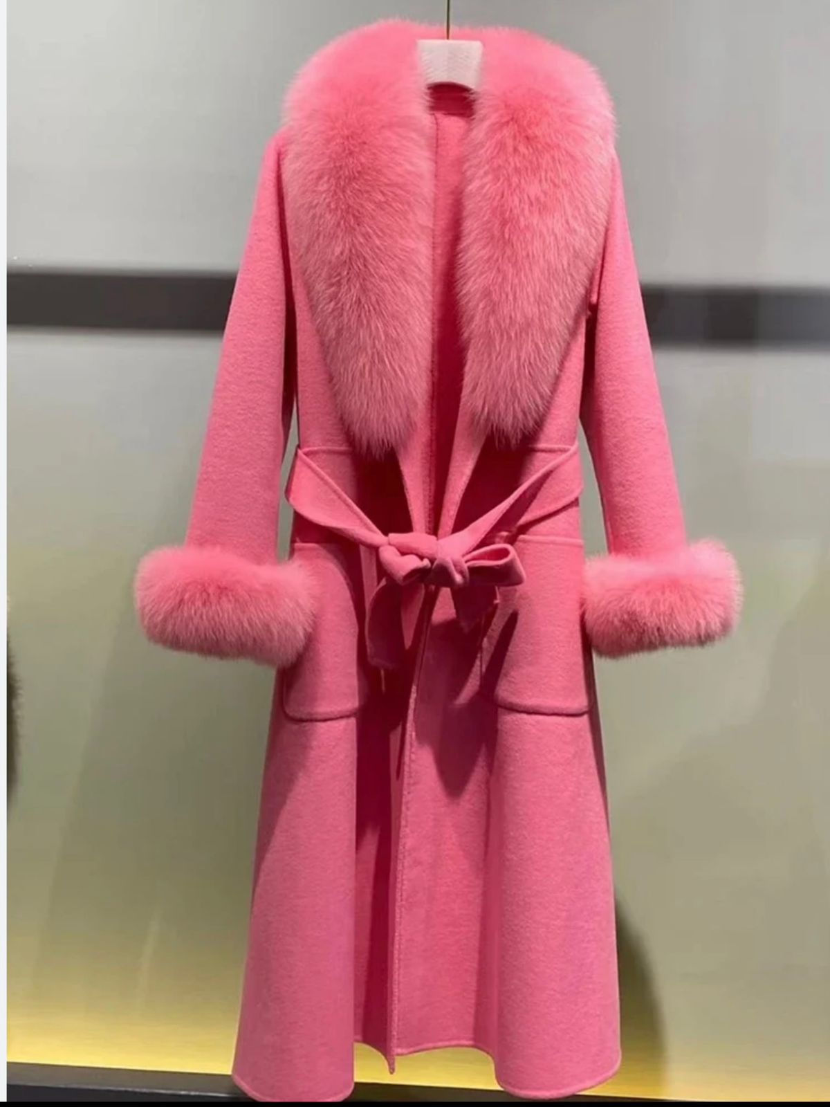 Cashmere Coat With Fox Fur Collar & Cuffs