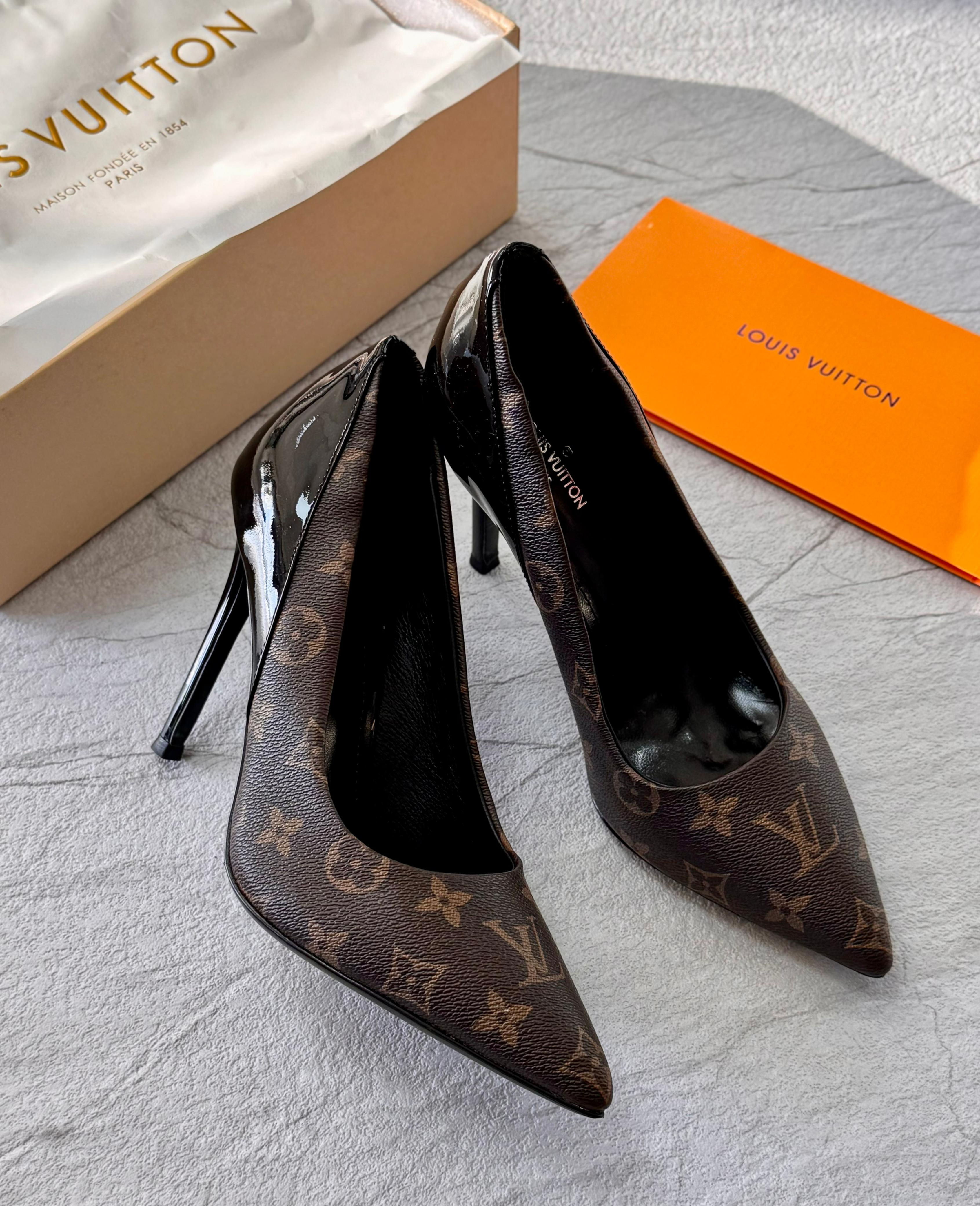 LOU!S VU!TTON Cherie Pumps Monogram Canvas & Patent Leather