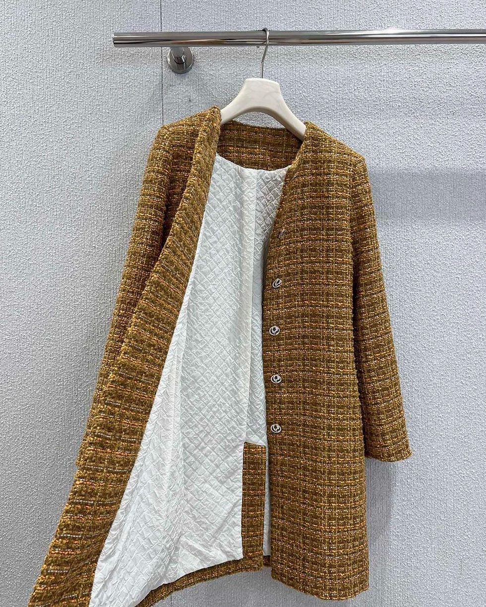 الصورة المصغرة: Oxton Coat Linen, Cotton, Wool, Mohair Green-Orange Poppy