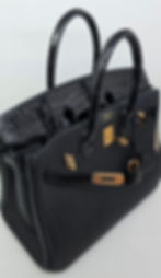 Thumbnail: Hermes Noir Touch Niloticus Crocodile Birkin 25 Bag