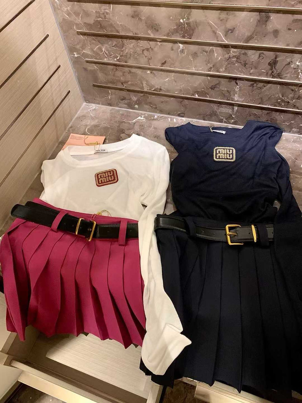 الصورة المصغرة: M!U M!U Pleated batavia miniskirt Set 
