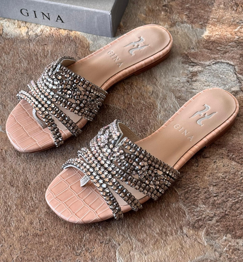 الصورة المصغرة: G!NALeather Crystal Embellished Thong Flat Slides