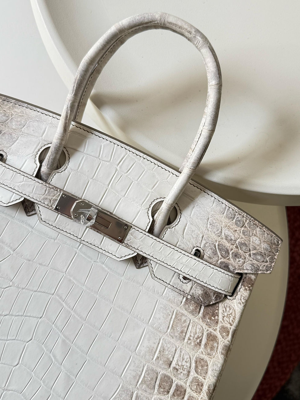 الصورة المصغرة: H€RM€S Birkin 30 Matte Crocodile Himalaya Silver Hardware