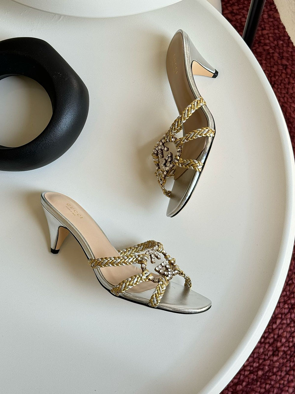 Thumbnail: GUCC! Crystal Interlocking G Sandals