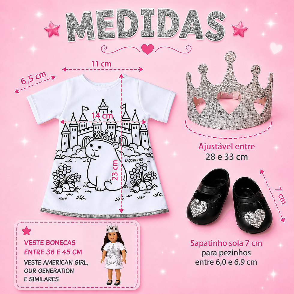 Miniatura: KIT PARA COLORIR - VESTIDO+COROS+SAPATINHOD+CANETINHAS - TAM M