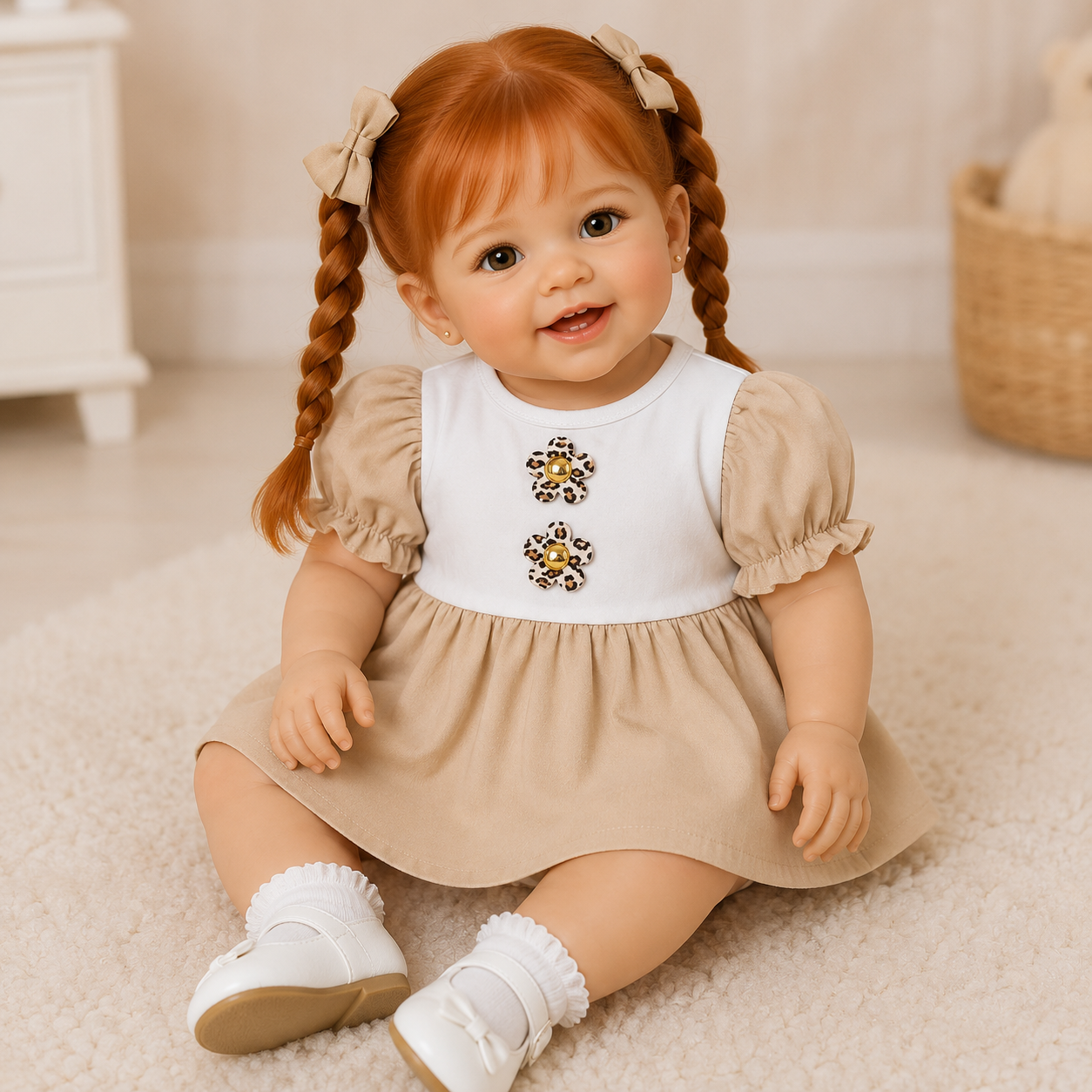 Vestido Flor com Botão Dourado - Tam G
