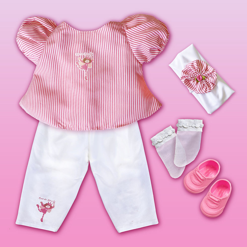 Miniatura: Kit Roupinha Bebê Reborn Fadinha com Bata, Calça, Faixa, Meia e Sapatinho