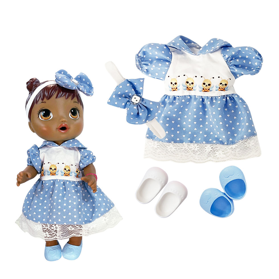 Miniatura: Kit Roupa De Boneca Baby Alive Vestido Abelhinha Sola 5 E 6