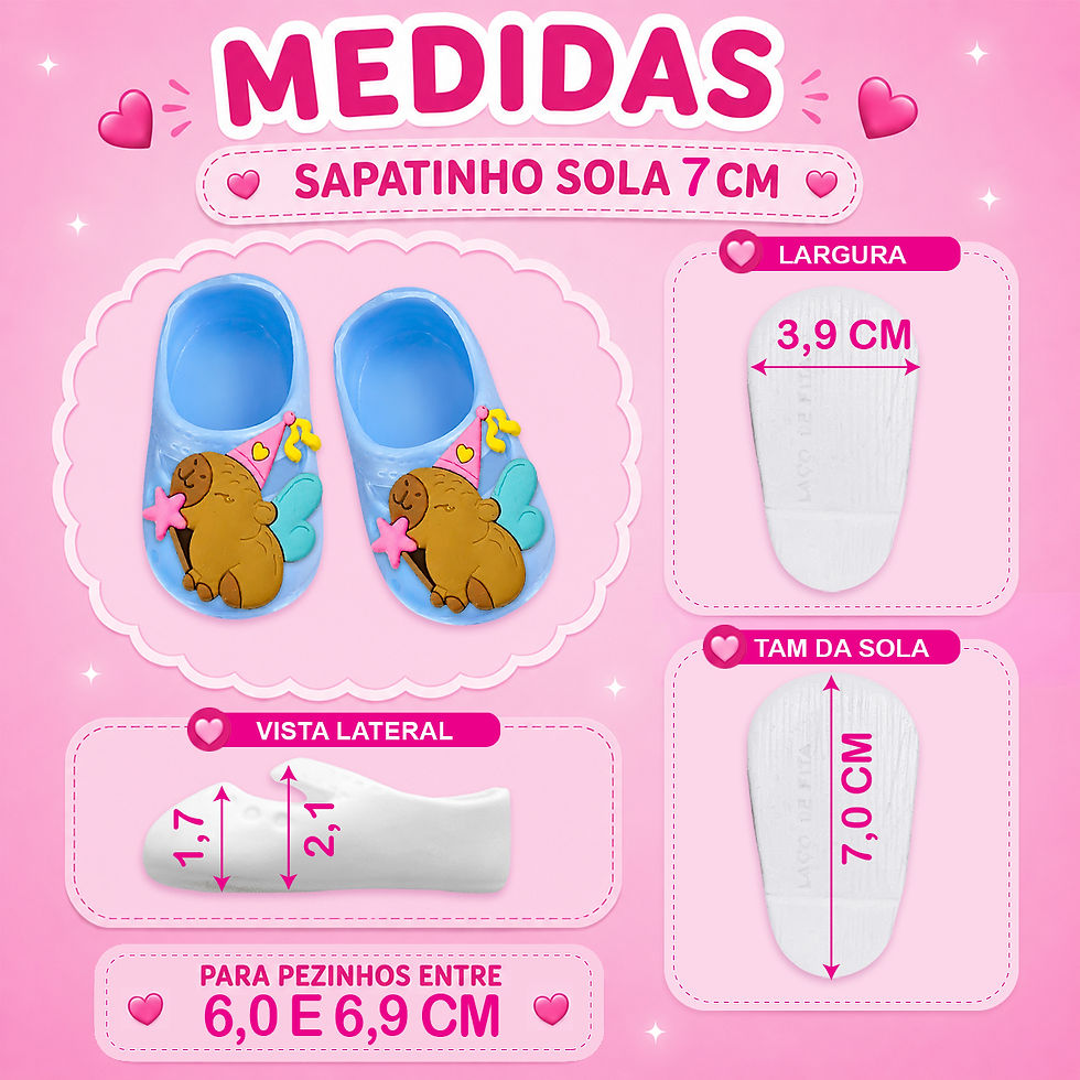 Miniatura: SAPATINHO DE BONECA COM FIGURINHA DE CAPIVARA SOLA 7CM