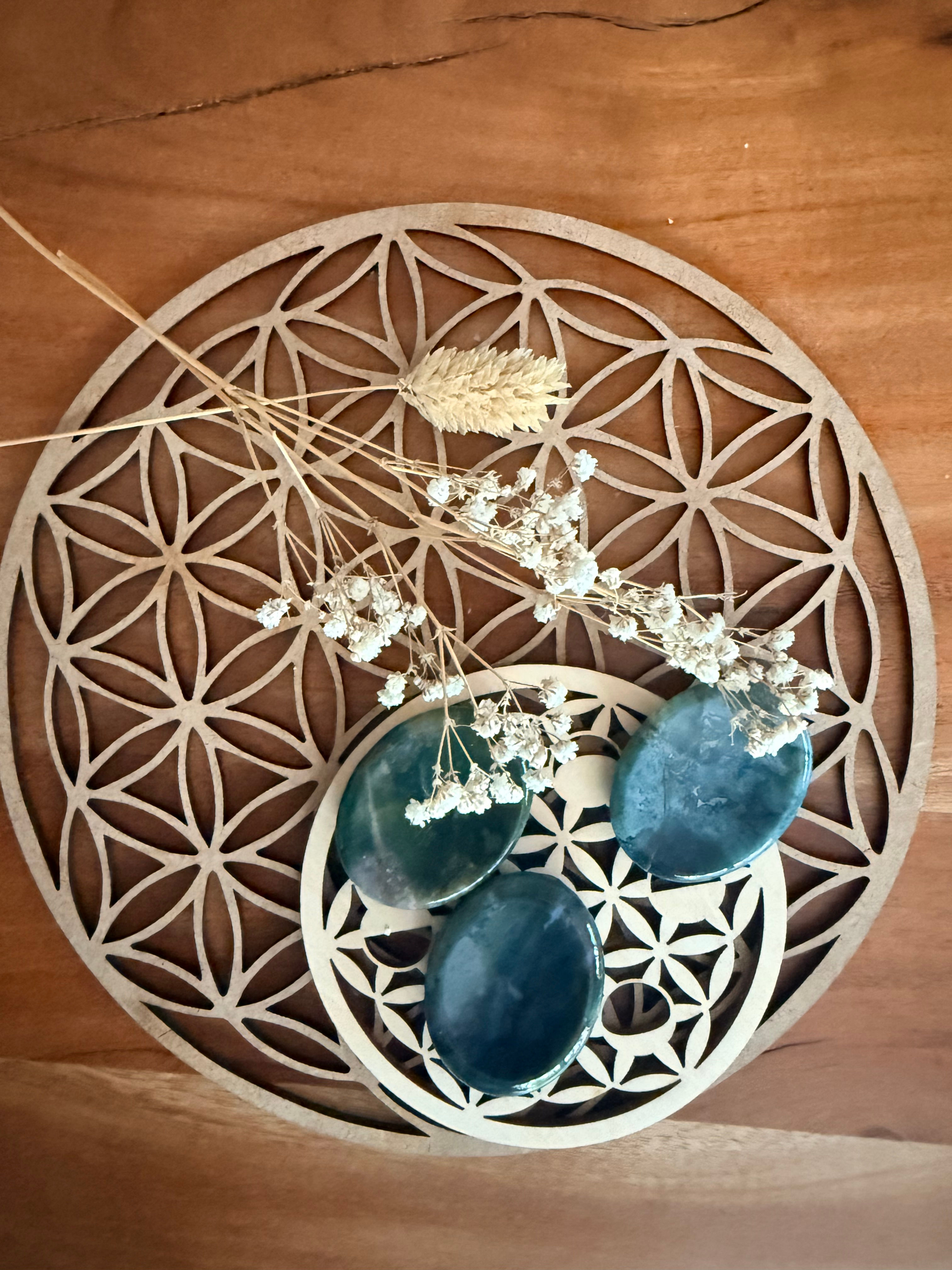 Galet anti-stress Agate Mousse — Ancrage et Equilibre émotionnel
