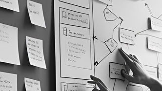 Person adding notes to a flow chart