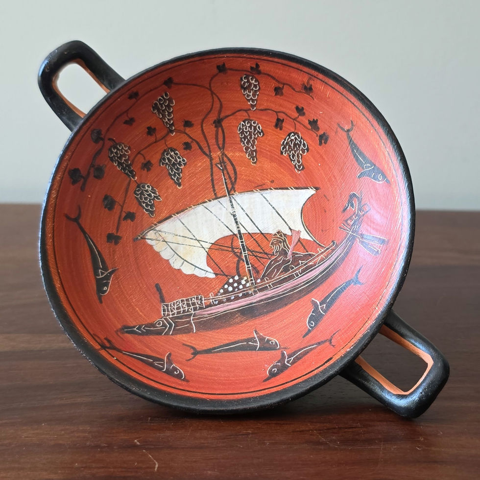 black figure kylix depictingDionysos at sea
