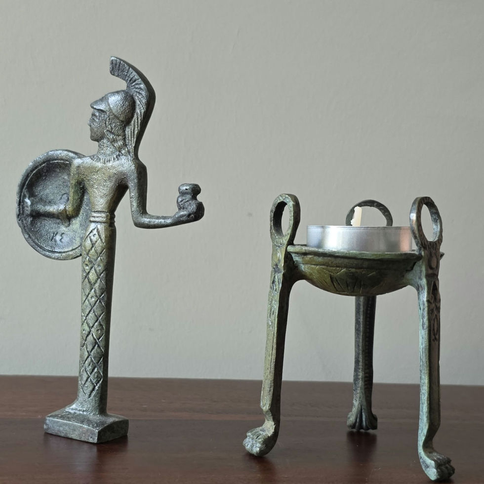 mini bronze Athena with her owl of Athens