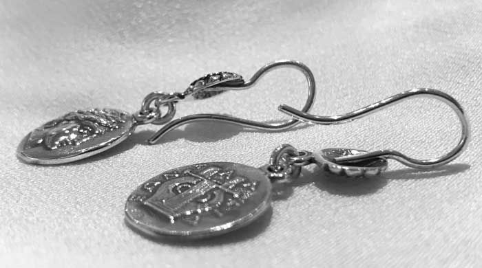 Apollo and lyre coin earrings