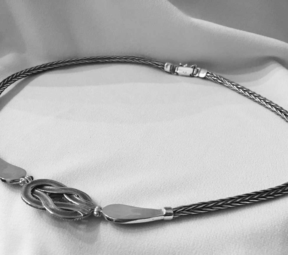 woven loveknot and lotusflower necklace