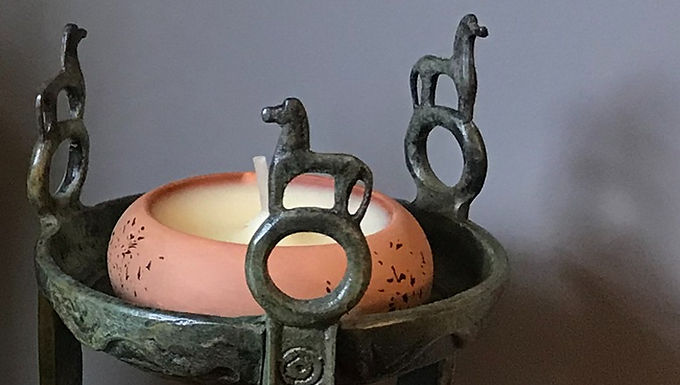 bay and rosemary scented terracotta tealight